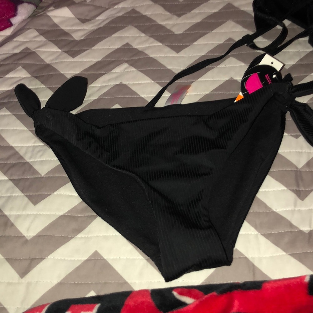 A black two piece bathing suit